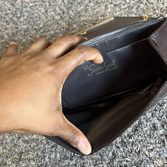 Vintage Susan Gail Clutch Shoulder Crossbody Leather Purse Bag Brown - Picture 8 of 8